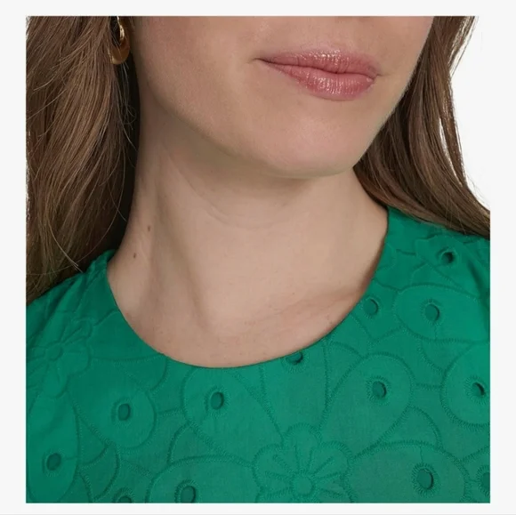 Tommy Hilfiger Womens Sleeveless Meadow Eyelet Shift Dress - Picture 4 of 5